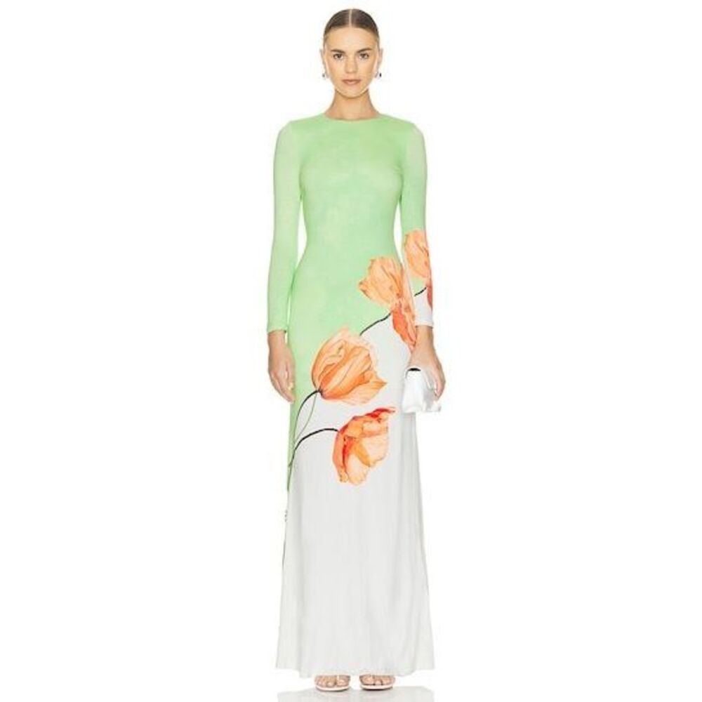Alice + Olivia Delora Maxi Dress in Dream Life Sharp Green US 0 $595